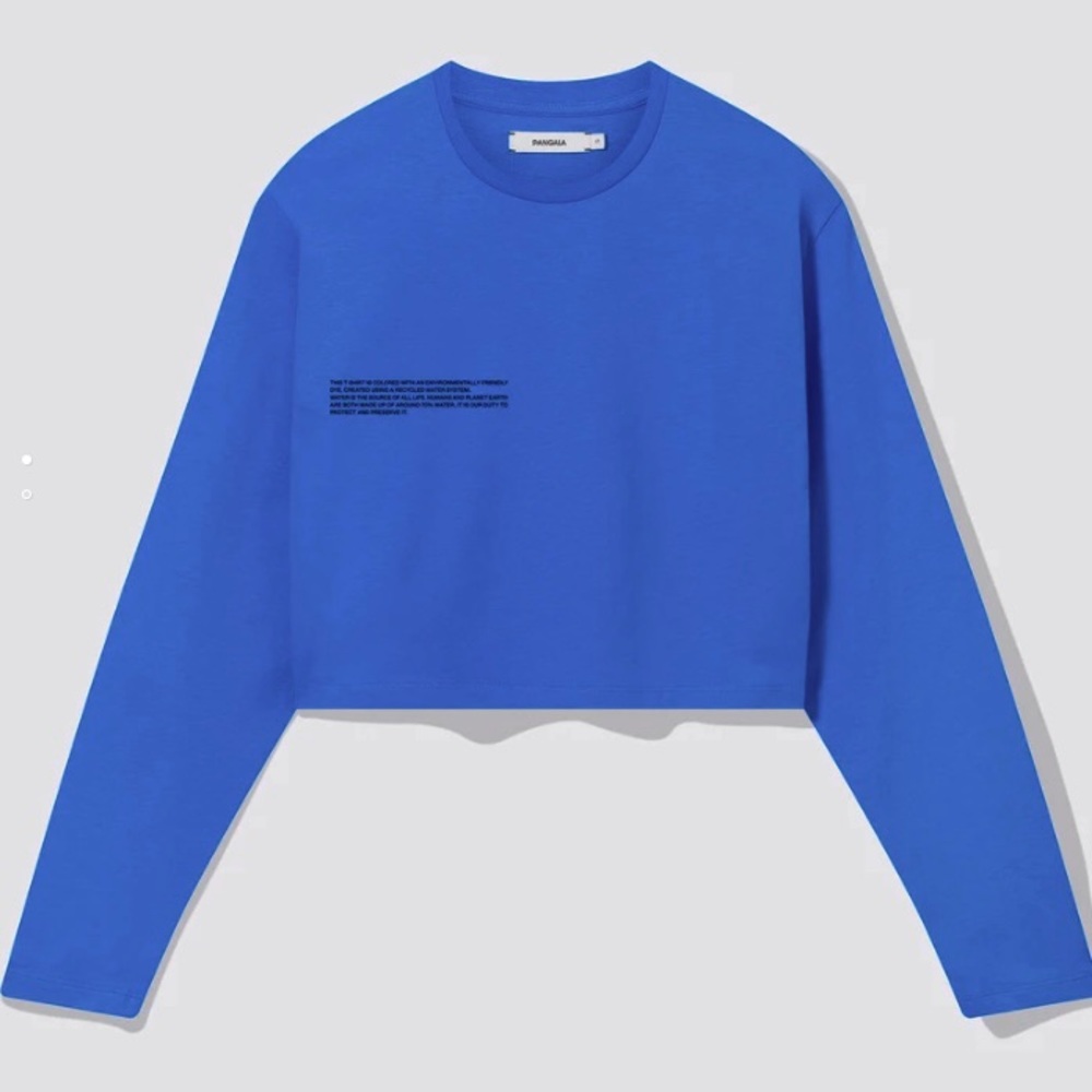 Pangaia Long Sleeve Crop Tee XS Cobalt Blue NWT